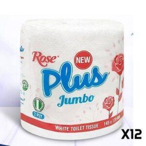 Rose Plus Jumbo White Toilet Tissue x 12 rolls