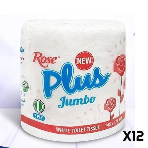 Rose Plus Jumbo White Toilet Tissue x 12 rolls
