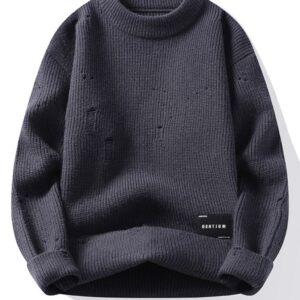 High-End Luxury Knitted Men's Thickened Sweater Dark Gray