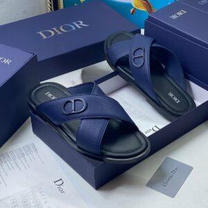 Dior Blue Textured Leather Sandals