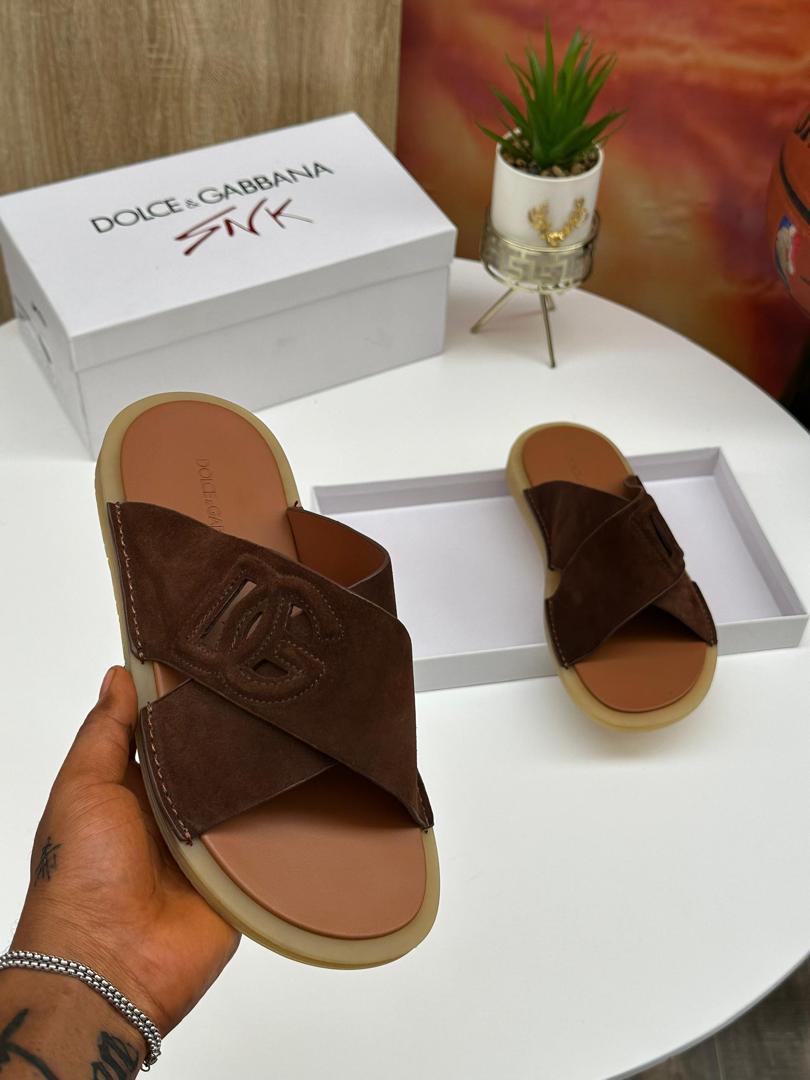 Dolce & Gabbana DG Cut-Out Suede Slides